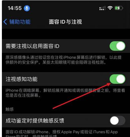 河口苹果14维修网点分享iPhone14注视感知功能有什么用 