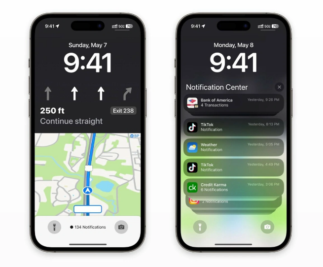 河口苹果维修服务分享iOS17锁屏地图导航半屏显示长什么样 